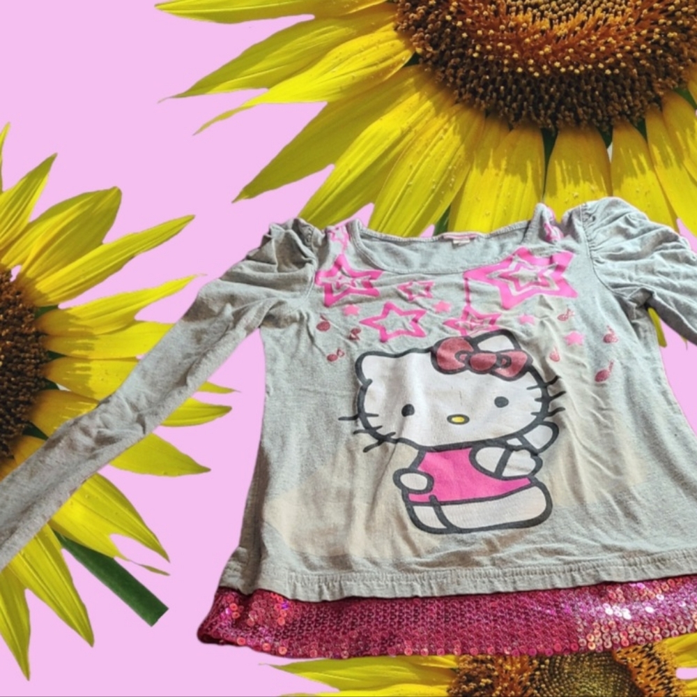 Hello Kitty Girls long sleeve T-shirt Gray/Pink S